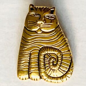 Vtg Laurel Burch Gold Tone Shambala Fat Cat Brooch